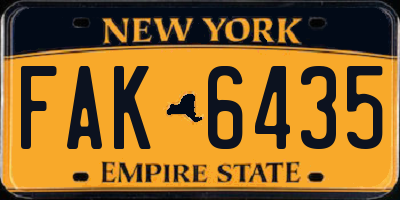 NY license plate FAK6435