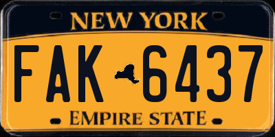 NY license plate FAK6437