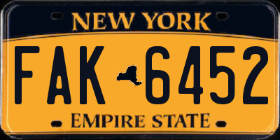 NY license plate FAK6452