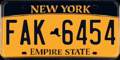 NY license plate FAK6454