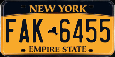 NY license plate FAK6455