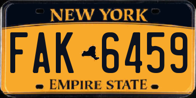 NY license plate FAK6459