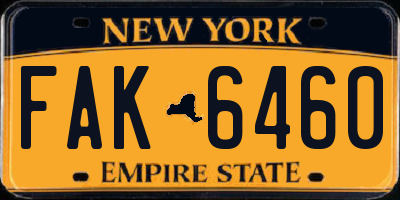 NY license plate FAK6460