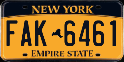 NY license plate FAK6461