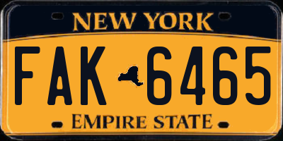 NY license plate FAK6465