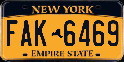 NY license plate FAK6469