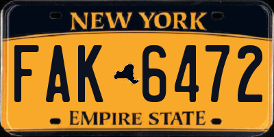 NY license plate FAK6472