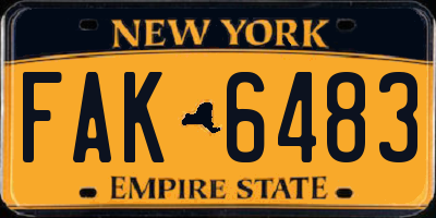 NY license plate FAK6483
