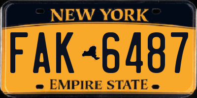 NY license plate FAK6487