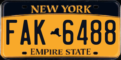 NY license plate FAK6488