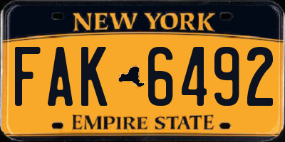 NY license plate FAK6492