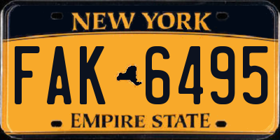 NY license plate FAK6495