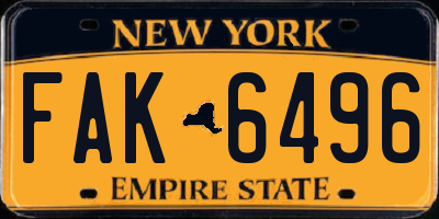 NY license plate FAK6496