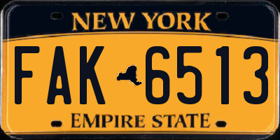 NY license plate FAK6513