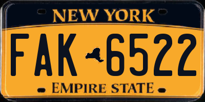 NY license plate FAK6522