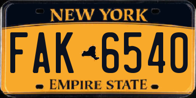 NY license plate FAK6540