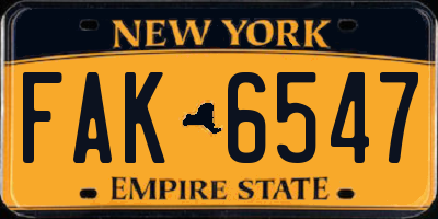 NY license plate FAK6547