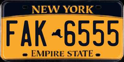 NY license plate FAK6555
