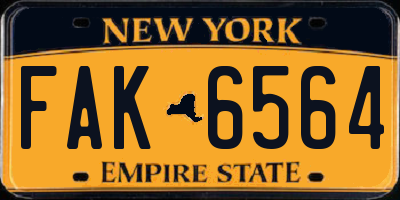 NY license plate FAK6564