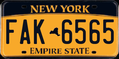NY license plate FAK6565