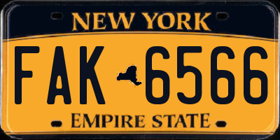 NY license plate FAK6566