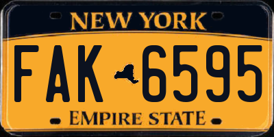 NY license plate FAK6595