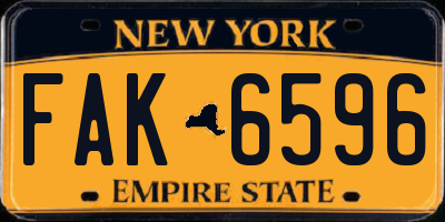 NY license plate FAK6596