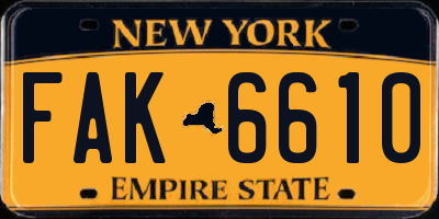 NY license plate FAK6610