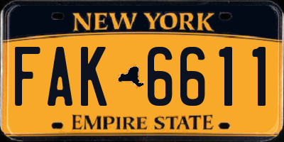 NY license plate FAK6611