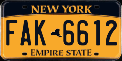 NY license plate FAK6612