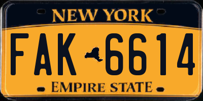 NY license plate FAK6614