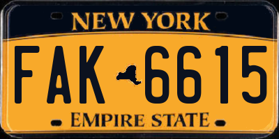 NY license plate FAK6615