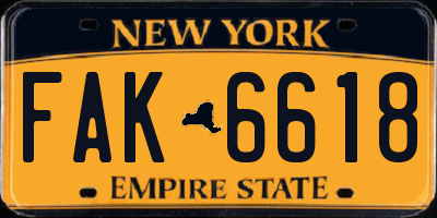 NY license plate FAK6618