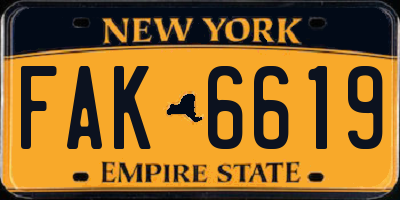 NY license plate FAK6619