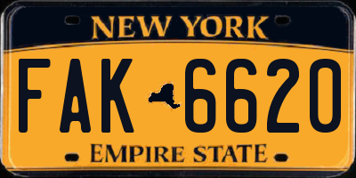 NY license plate FAK6620