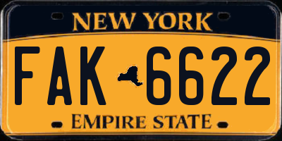 NY license plate FAK6622