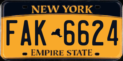 NY license plate FAK6624