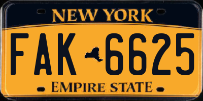 NY license plate FAK6625