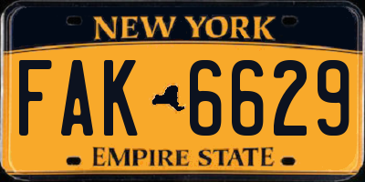 NY license plate FAK6629