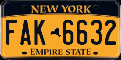 NY license plate FAK6632