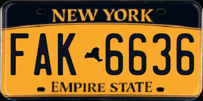 NY license plate FAK6636