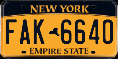 NY license plate FAK6640