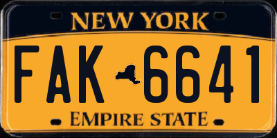 NY license plate FAK6641