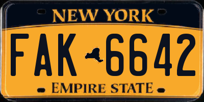 NY license plate FAK6642