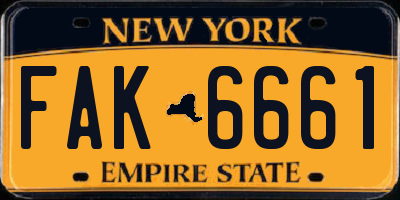 NY license plate FAK6661