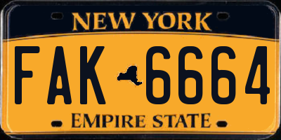 NY license plate FAK6664