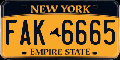 NY license plate FAK6665