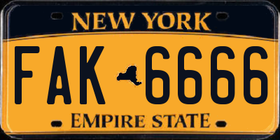 NY license plate FAK6666