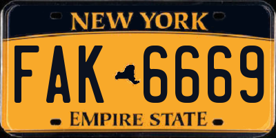 NY license plate FAK6669