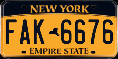 NY license plate FAK6676